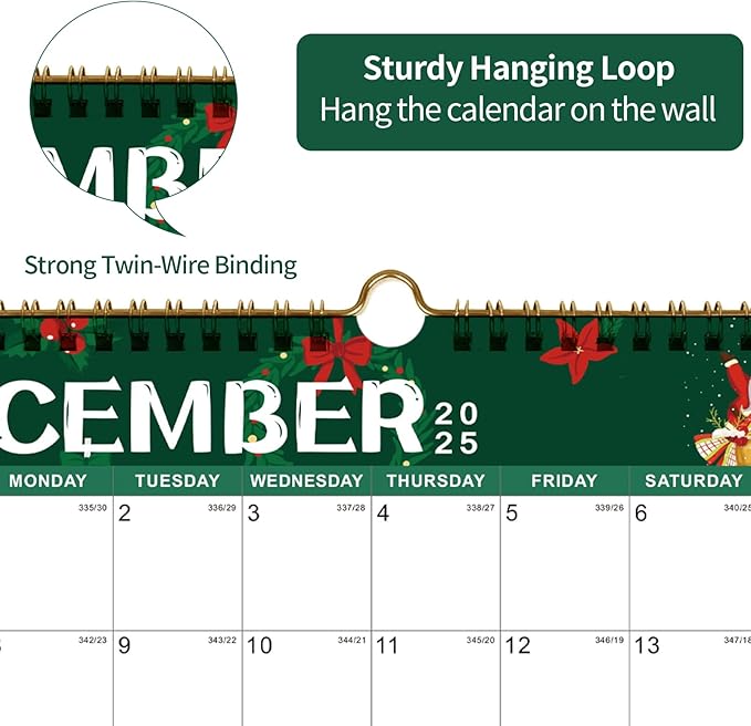 Calendar 2025-2027 22 Monthly Wall Calendar Runs from September 2025 until June 2027 Spiral Binding Hanging 11.5" x 14.7" Thick Paper with Julian Dates and Block for School Office（Festive)-CubbioJoy