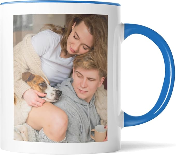 Custom Mug Upload Your Picture Personalized Coffee Mug with Photo Text Name Customized Cup Unique Ideas Gifts for Men Women Mom Dad Halloween Christmas Thanksgiving Friend Family (Blue, 11oz)-CubbioJoy