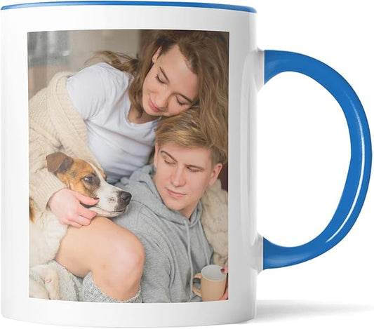 Custom Mug Upload Your Picture Personalized Coffee Mug with Photo Text Name Customized Cup Unique Ideas Gifts for Men Women Mom Dad Halloween Christmas Thanksgiving Friend Family (Blue, 11oz)-CubbioJoy