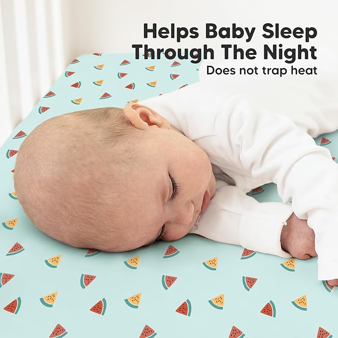 KeaBabies 2-Pack Organic Crib Sheets for Boys, Girls - 52x28 Fitted Crib Mattress Sheet Neutral, Breathable Jersey Cotton Cover for Baby Bed, Toddler Mattress, Soft & Cute Prints (Beach Day)-CubbioJoy