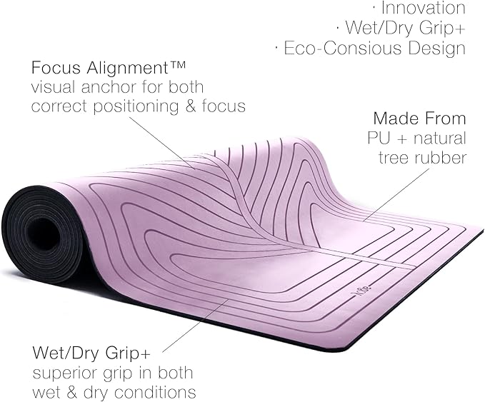 agoy Pro+ Warrior - Premium Non-Slip Yoga Mat – Eco-Conscious Design - PU Mat With Wet/Dry Grip+ - Focus Alignment - Lazer-Etched Technology - A Portable Standard Size Mat for All Styles of Yoga-CubbioJoy