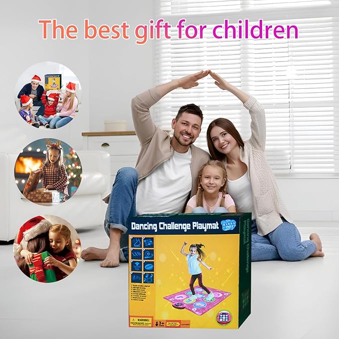 Dance Mat Toy for 3-12 Year Old Girls, Dancing Music Game Birthday for Kids, PlaymatScreen-Free Pink Dance Pad, Premium Speaker with Built-in Adjustable Volume Music, Perfect Christmas Birthday Gift-CubbioJoy