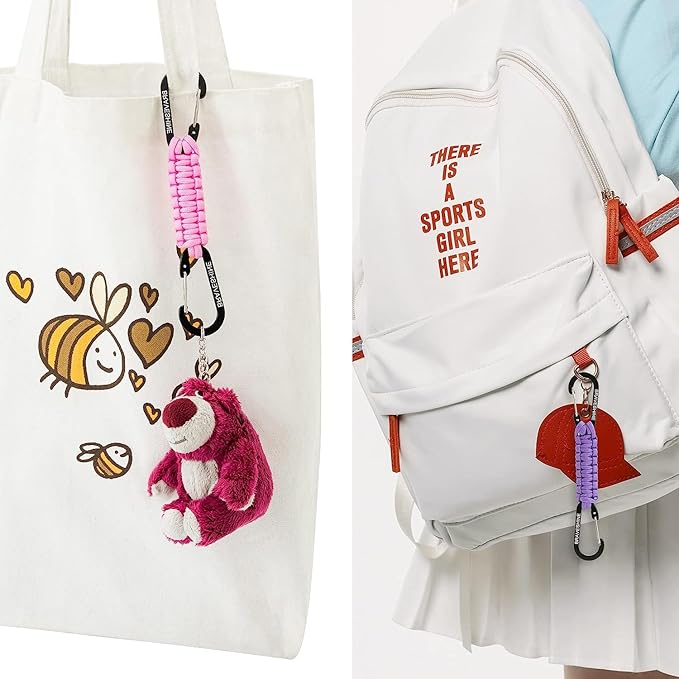 BRAVESHINE Paracord Keychain Carabiner Clip, D Ring Lanyard Hanger Stroller Hook for Water Bottle, Key, Backpacks, Men, Women-CubbioJoy