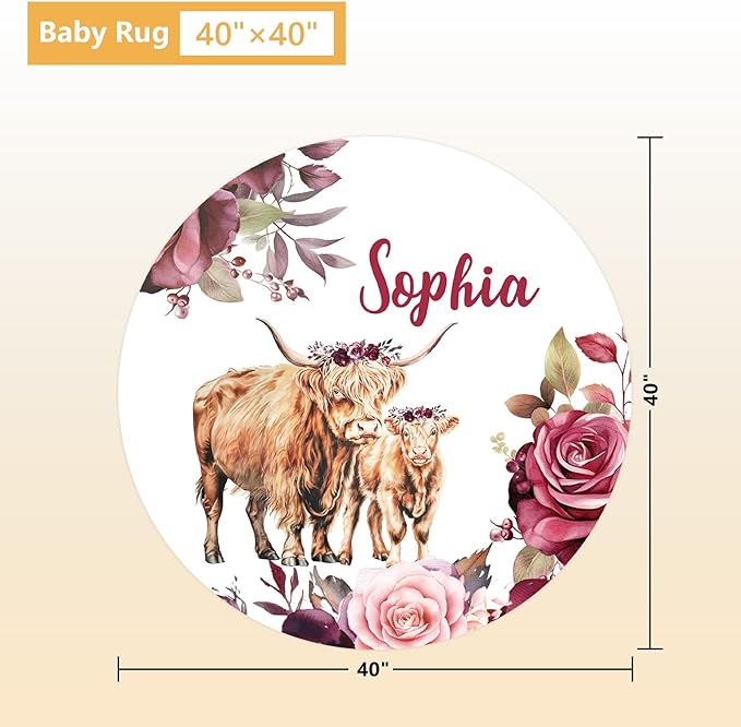 Custom Baby Crib Bedding Set, 5 Pcs Personalized Name Baby Crib Sets for Infant Toddler, Purple Highland Cow Nursery Bedding Set for Baby Girls, Double Layer Baby Bedding Sets Customized Gifts-CubbioJoy