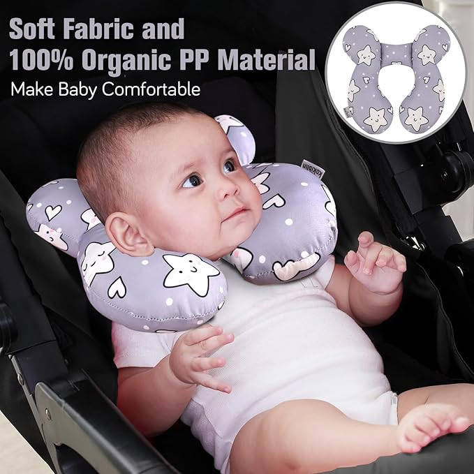 KAKIBLIN Baby Neck Pillow,Upgraded Baby Support Pillow, Head Pillow,Travel Pillow for Car Seat,Pushchair,Travel (Star)-CubbioJoy