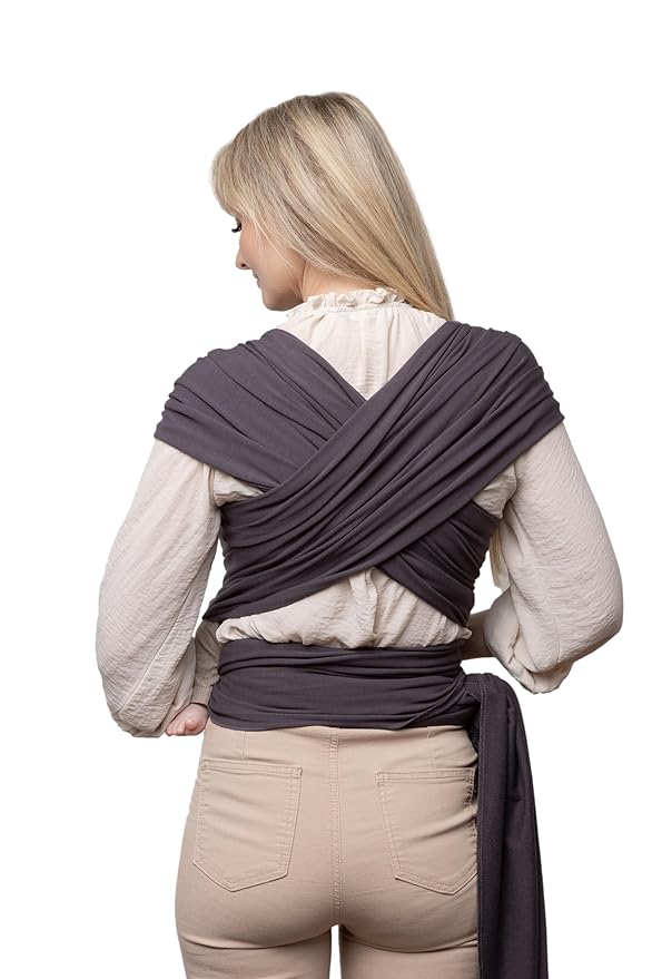 Boba Baby Wrap Carrier – Original Baby Sling Carrier for Newborns (7–35 lbs), Soft, Secure, Hands-Free & Ergonomic, Ideal for Comfortable Bonding, New Parents (Serenity Charcoal)-CubbioJoy