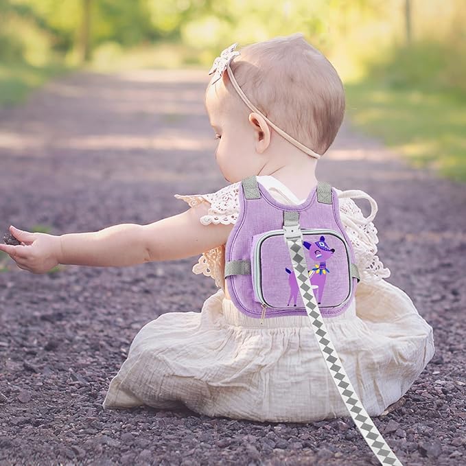 Accmor Toddler Harness Leash, Cute Deer Kids Harness + Anti Lost Wrist Link, Collapsible Child Leash for Outdoor Travel, Portable Baby Walking Harness Protector Wristband Strap for Baby Girls-CubbioJoy