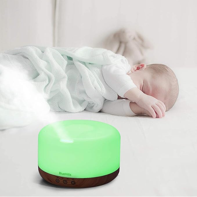 BlueHills Premium 1000 ML XL Essential Oil Diffuser Aromatherapy Humidifier with Remote Timer for Large Room Home 18 Hour Run Huge Coverage Area 1 Liter Mood Light Extra Large Capacity Wood Grain D004-CubbioJoy