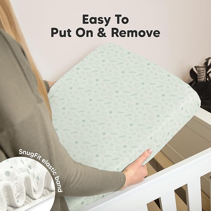 KeaBabies 2-Pack Organic Crib Sheets for Boys, Girls - 52x28 Fitted Crib Mattress Sheet Neutral, Breathable Jersey Cotton Cover for Baby Bed, Toddler Mattress, Soft & Cute Prints (Tropic Oasis)-CubbioJoy