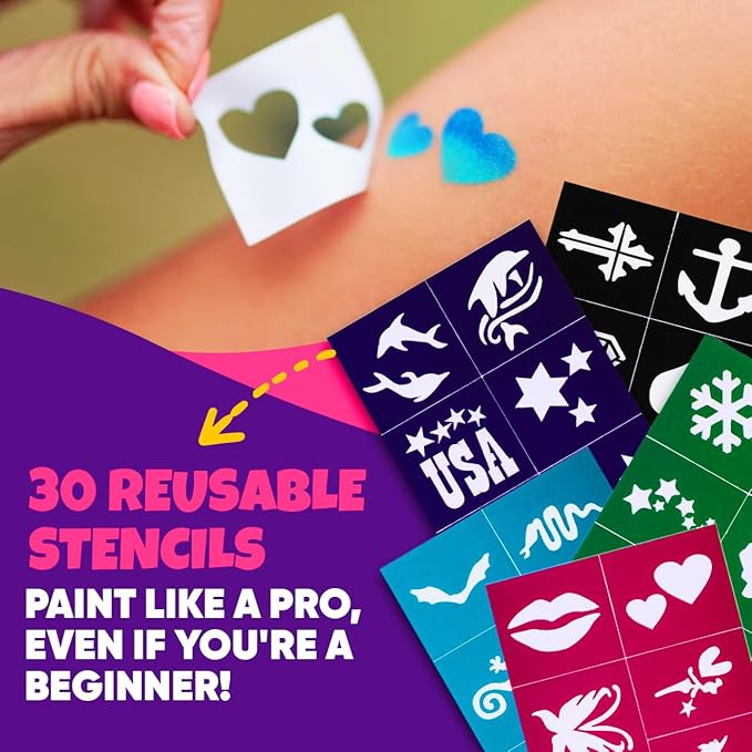 Blue Squid Face Painting Kit for Kids – Complete Face Paint Kit Palette, Stencils, 12 Colors - Safe for Sensitive Skin, Non Toxic Face Painting Kit Professional - Kids Party & Halloween Makeup Kit-CubbioJoy