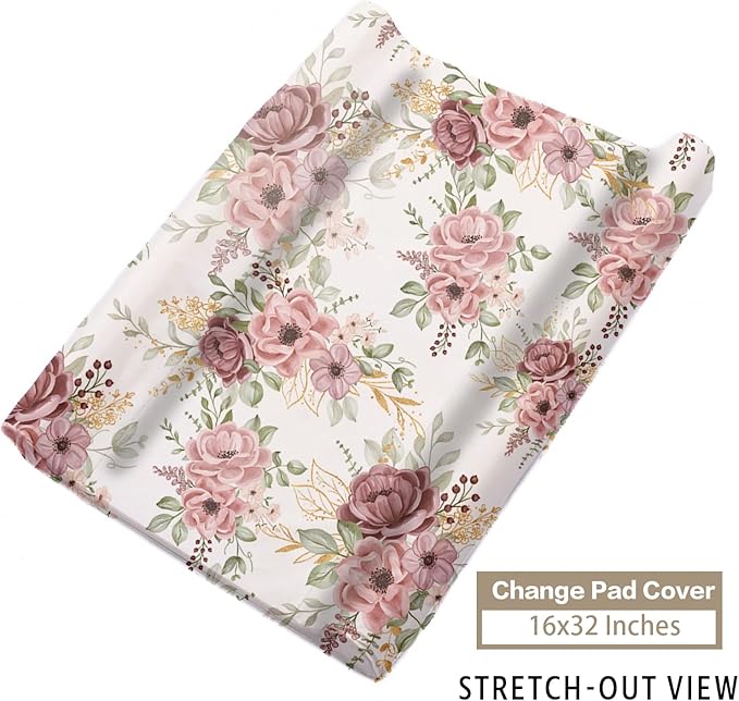 Custom Name Crib Bedding Set - Flower Highland Cow Pattern, Personalized Nursery Bedding 3-Piece Set– Soft Blanket, Fitted Sheet, Changing Pad Cover – for Newborns Girls Nursery Gifts-CubbioJoy