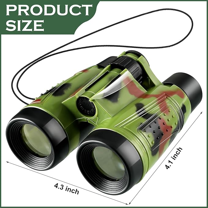 Deekin 16 Toy Binoculars for Kids with Neck String Learning Novelty Binocular Bulk Jungle Safari Hunting Party Favor for Explorer Gifts Bird Watching Camping Hunting, 4.3 x 4.1 Inch(Camouflage)-CubbioJoy