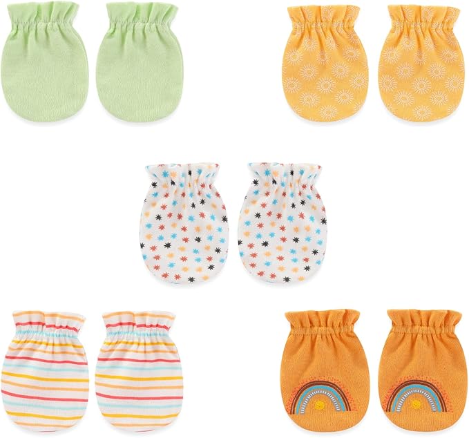 5 Pairs Baby Not Scratch Mittens 0-6 Months New Born Boy Girl Gloves Cute Infant Accessories-CubbioJoy