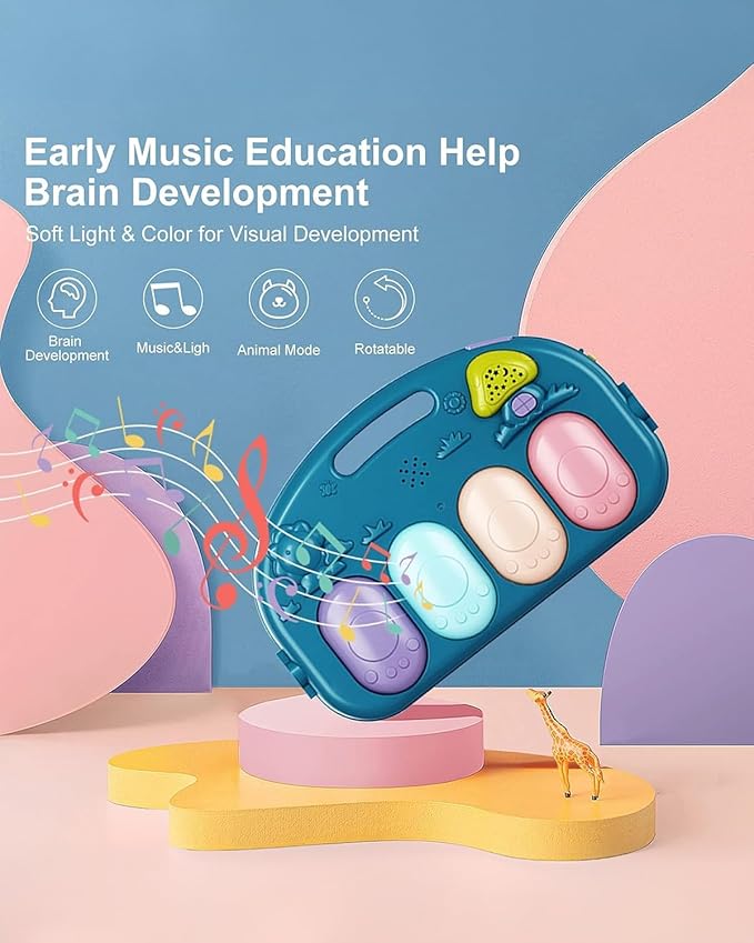 dearlomum Baby Play Mat Baby Gym,Funny Play Piano Tummy Time Baby Activity Mat with 5 Infant Sensory Baby Toys, Music and Lights Boy & Girl Gifts for Newborn Baby 0 to 3 6 9 12 Months（New Blue）-CubbioJoy