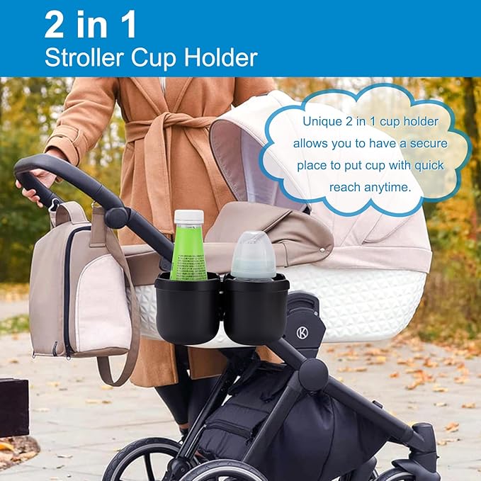 Accmor Stroller Cup Holder, Bike Cup Holder, Universal Cup Holder for Uppababy Nuna Doona Strollers, 2-in-1 Cup Phone Holder for Stroller, Bike, Wheelchair, Walker, Scooter-CubbioJoy