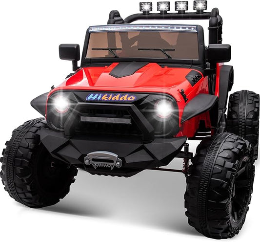 24V 9Ah Ride on Toy for Big Kids, 4WD 2 Seater Ride on Car Truck with Remote Control, 4x200W Motor - Red-CubbioJoy