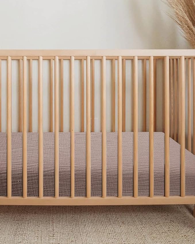 Bassinet Sheet for Baby Boy and Girl, Fitted Sheets for Rectangle, Oval, Hourglass Bassinet Mattress, Muslin Moses Basket Sheets with Neutral Style (Vintage Taupe)-CubbioJoy
