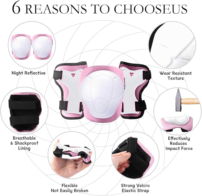 Adjustable Kids Bike Helmet with Knee & Elbow Pads Set, Color Gradient Design for Boys and Girls Aged 3-14+, for Skateboarding, Scooter, Roller & Inline Skating, Longboard-CubbioJoy