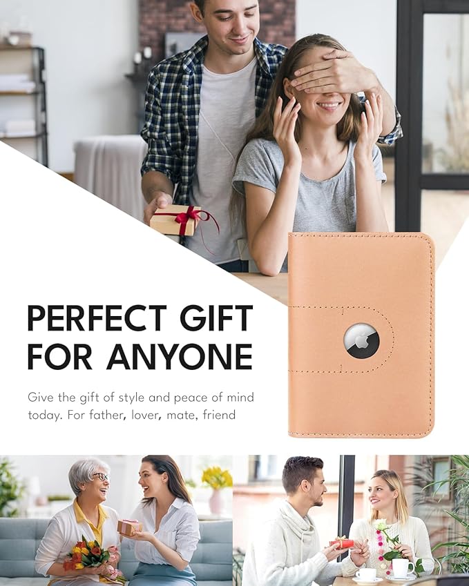 ALLIVE Passport Holder for Travel, Genuine Leather Passport Holder with Airtag Women Men,Travel Must Haves Airport Essentials, Passport Cover Travel Gifts Beige-CubbioJoy