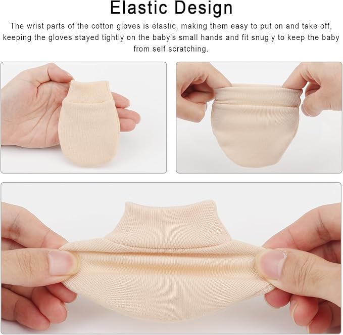 BQUBO 6 Pairs Newborn Baby Boys Girls Mittens 0-6 Months Unisex-Baby Infant Mittens Elastic No Scratch Wrist Gloves-CubbioJoy