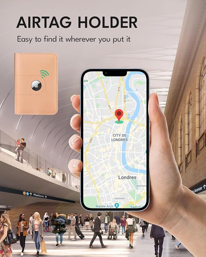 ALLIVE Passport Holder for Travel, Genuine Leather Passport Holder with Airtag Women Men,Travel Must Haves Airport Essentials, Passport Cover Travel Gifts Beige-CubbioJoy