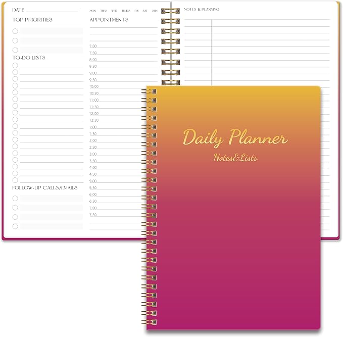 Cute Daily Planner Undated & To Do List Notebook for Work: With Hourly Schedule, 80 days Day on a Page Planner for Life Tasks - Day & Hour Agenda, Organizer Journal For Women or Men Purple-CubbioJoy