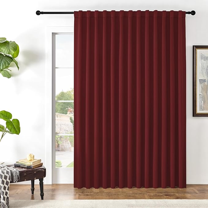 Joydeco Custom Blackout Curtains for Bedroom, 1 Panel Room Darkening Curtains & Drapes for Living Room Window Rod Pocket Back Tab (Custom Size,Burgundy Red)-CubbioJoy