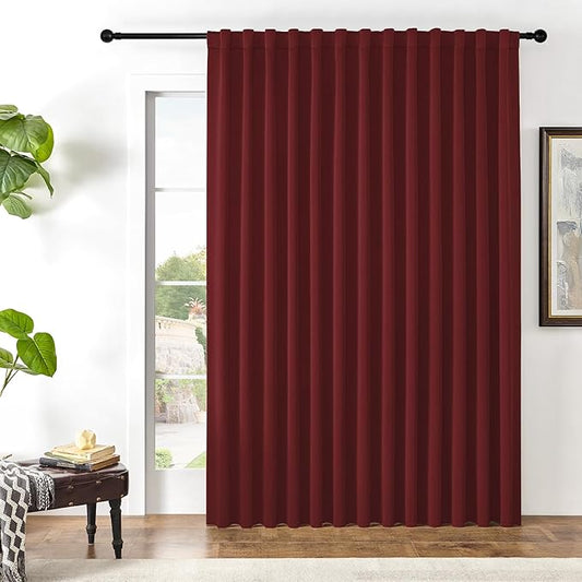 Joydeco Custom Blackout Curtains for Bedroom, 1 Panel Room Darkening Curtains & Drapes for Living Room Window Rod Pocket Back Tab (Custom Size,Burgundy Red)-CubbioJoy