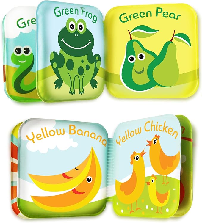 BabyBibi Floating Baby Bath Books for Baby. Kids Learning Bath Toys. Waterproof Bathtime Toys for Toddlers. Kids Educational Infant Bath Toys. (Set of 4: Color Recognition Bath Books)-CubbioJoy