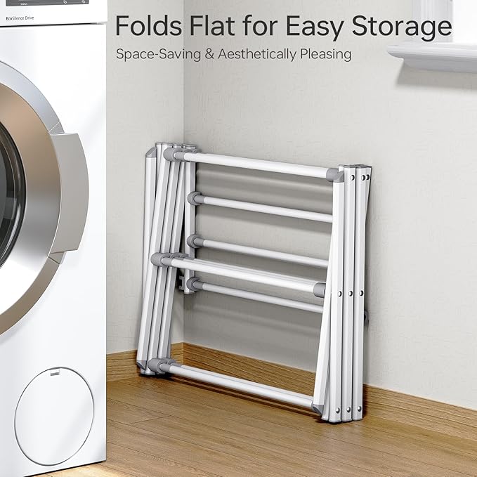 APEXCHASER Drying Rack Clothing, Clothes Drying Rack Foldable, Laundry Drying Rack Expandable, Small Clothe Hanger for Baby Clothes Towels Bibs, Socks, Clothes Airer for Indoor & Outdoor Use, White-CubbioJoy