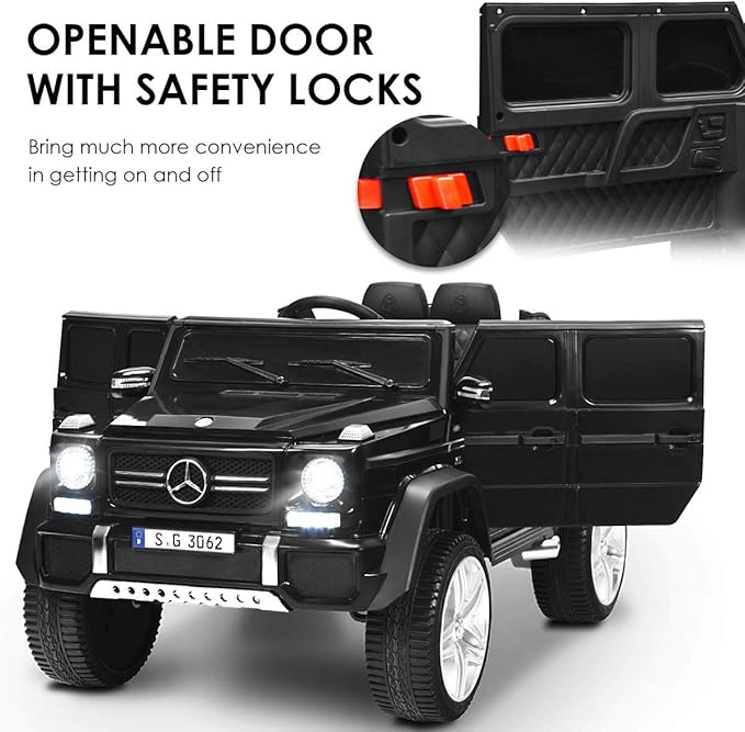 Costzon Ride on Car, Licensed Mercedes-Benz Maybach, 12V Battery Powered Vehicle Toy w/ 2 Motors, Remote Control, 3 Speeds, Lights, Horn, Music, Aux, Storage, Truck, Electric Car for Kids (Black)-CubbioJoy