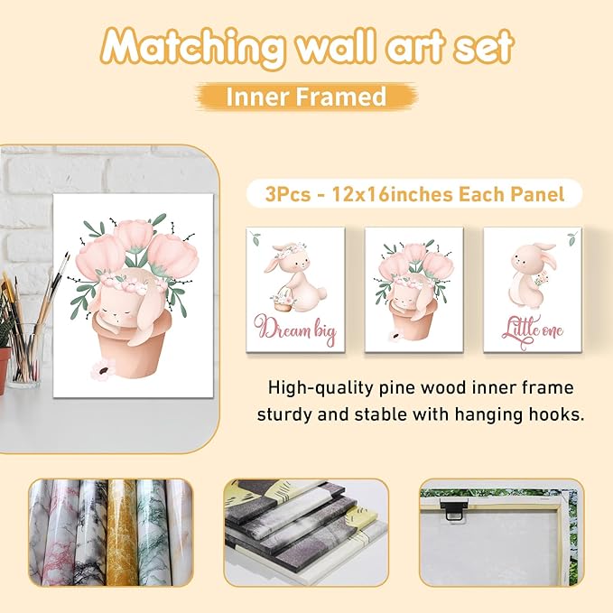 Custom Baby Crib Bedding Set - 5 Pcs Personalized Name Baby Crib Set with Double Layer Blanket - Soft Tulip Bunny Nursery Bedding Set for Girls Boys - Customized Gifts for Infants Toddlers-CubbioJoy