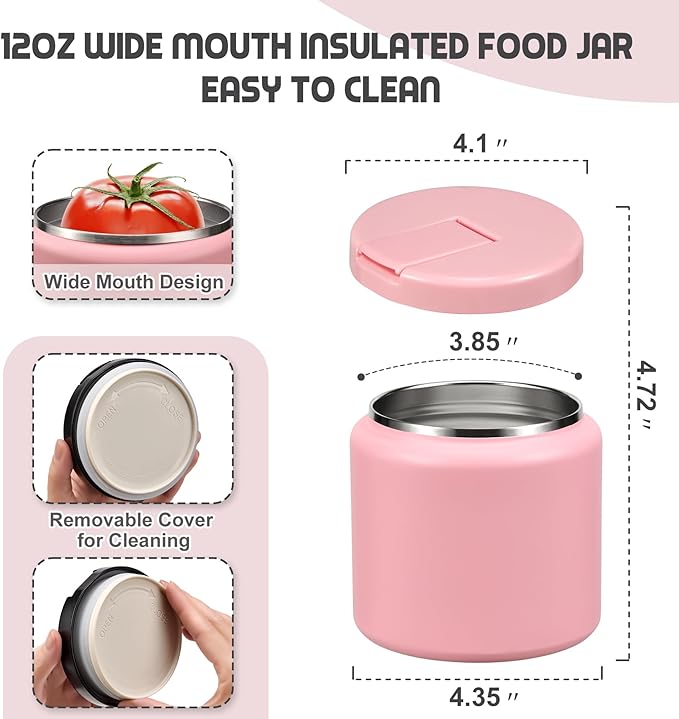 26oz Soup Thermo for Hot Food Kids with Buckle Lid Insulated Vacuum Food Jar Wide Mouth Leakproof Stainless Steel Lunch Container (Pink)-CubbioJoy