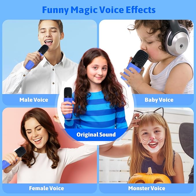 Karaoke Machine for Kids Adults, Portable Bluetooth Speaker with Wireless Microphones and LED Lights, Kids Toys Birthday for Girls and Boys Ages 4,5,6,7,8,9,10,11,12+ Years, Home Party-CubbioJoy