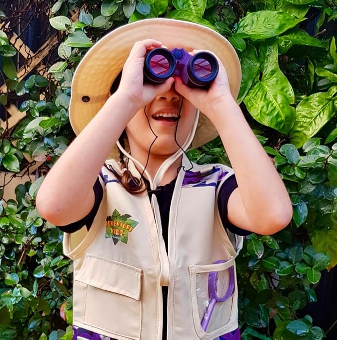 Adventure Kidz - Outdoor Exploration Kit, Children’s Toy Binoculars with Case, Flashlight, Compass, Fox Whistle, Magnifying Glass, Backpack. Great Kids Set for Camping, Hiking, STEM, Pretend Play.-CubbioJoy