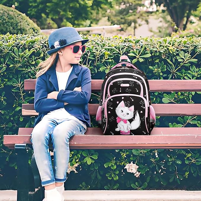 Cusangel Backpack for Girls Boys School Bookbags Kindergarten Elementary Lightweight Waterproof Multifunctional Large Capacity for Backpack (16 inch cat Fun Prints)-CubbioJoy