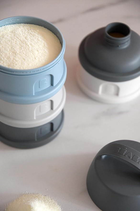BEABA Formula and Snack Container, Baby Formula Dispenser, Toddler Baby Snack Storage Container, Holds up to 11 Doses of Milk Powder Per Compartment, Made in France, Rain-CubbioJoy