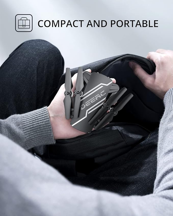 DEERC D20 Mini Drone for Kids with 720P HD FPV Camera Remote Control Toys Gifts for Boys Girls with Altitude Hold, Headless Mode, One Key Start Speed Adjustment, 3D Flips 2 Batteries, Black-CubbioJoy