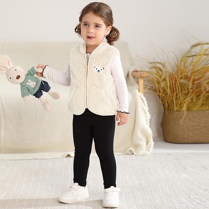 Baby Boys Girls Fleece Vest Zip Up Cute Bear Jackets Fuzzy Fall Winter Warm Clothes Newborn Outwear for Toddler Infant-CubbioJoy