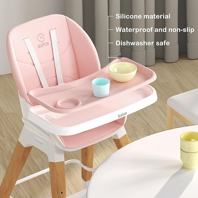8 in 1 Highchair, Convertible Wooden Baby High Chair with Tray, Adjustable High Chair for Babies and Toddlers, Easy to Clean, Grow with Family|Booster|Learning Table|High Stool-CubbioJoy