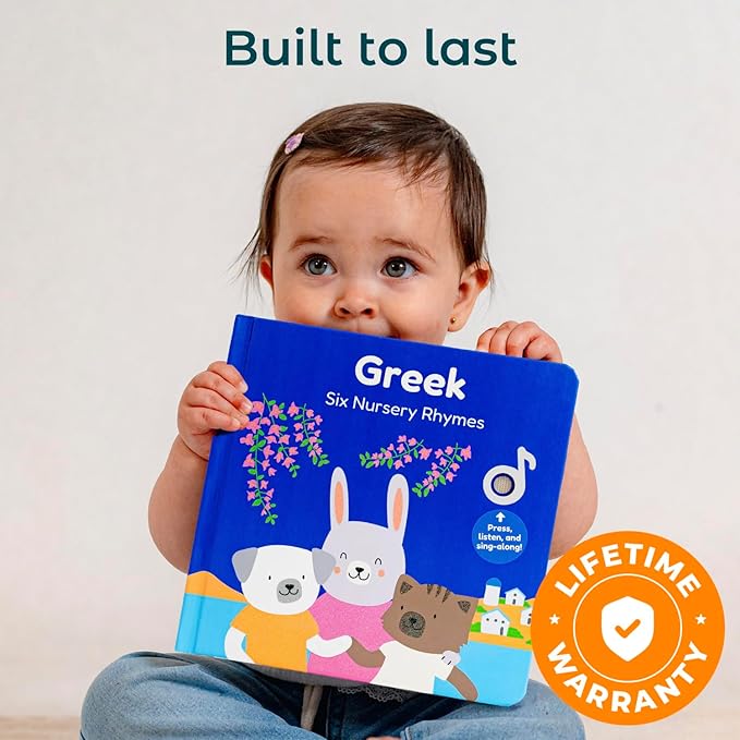 Cali's Books Greek Nursery Rhymes | Bilingual Children's Interactive Musical Book for Baby, Toddlers | USB C Rechargeable | Greek Gifts for Kids-CubbioJoy