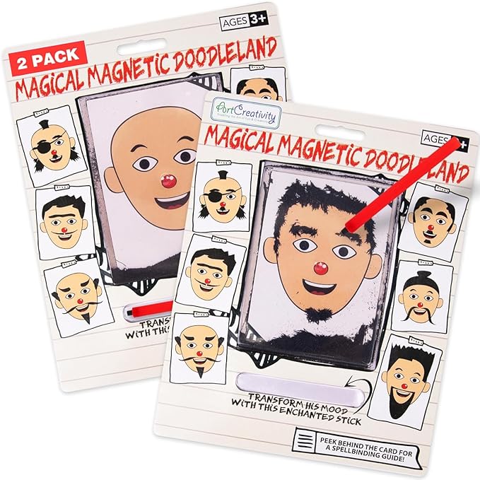 ArtCreativity Magnetic Drawing Face - 2 Pack - Travel Toys for Kids, Magnetic Toys Game, Magnet Drawing Doodle Board for Kids - Retro Toy, Vintage Toy, Travel Essentials Games for Ages 3+-CubbioJoy