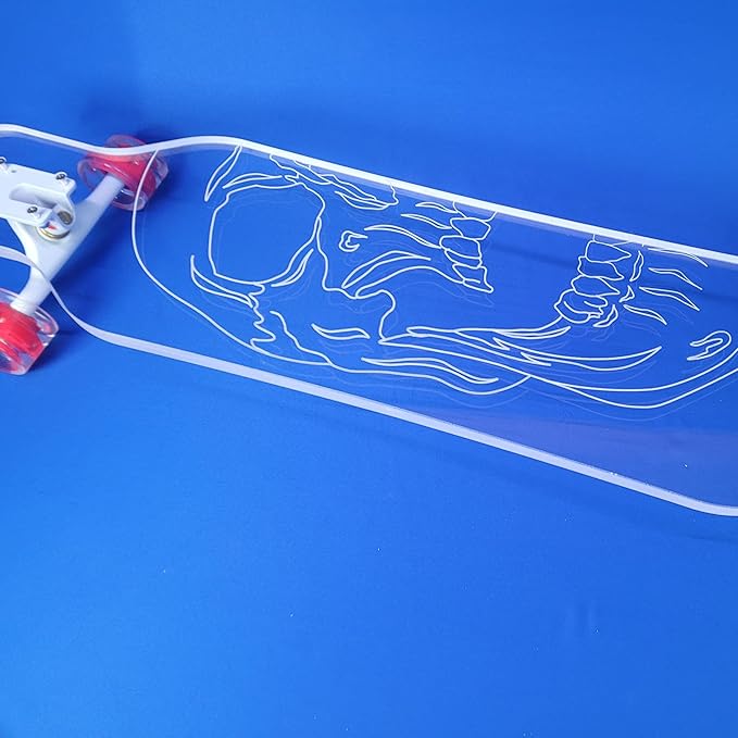 Clear Longboard Skateboard - Transparent Acrylic Long Boards with Light-Up LED Wheels for Smooth Rides - Ride The Streets in Style with Longboard Built for Beginners & Pros Alike-CubbioJoy