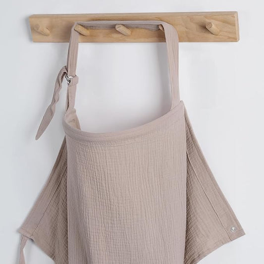 Blissful Diary Muslin Nursing Cover for Breastfeeding, Breathable Breastfeeding Cover up with Arch Neckline for Women, Nursing Apron (Agreeable Gray)-CubbioJoy