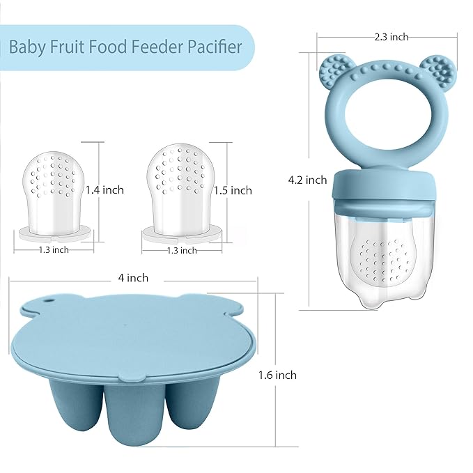 Baby Food Feeder Pacifier with Breast Milk Popsicle Teether-Silicone Forage Feeder for Babies-Breastmilk Storage Container and Freezer Tray-Teething Popsicle Molds for Soothing Relief-CubbioJoy