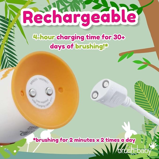 brush-baby WildOnes™ Rechargeable Kids Electric Toothbrush – Koala | Flashing Lights, 2-Min Timer, Waterproof, 3 Brush Heads | Toddler & Child Toothbrush Ages 0-10 | Soft Bristles-CubbioJoy