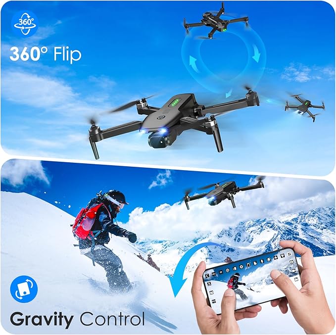 Drone with Camera, 1080P FPV Foldable Drone with Brushless Motor, One Key Take Off/Land, Altitude Hold, 360° Flip, Gravity Control, 2 Batteries, 3 Speeds Mini Drone for Kids Beginners-CubbioJoy