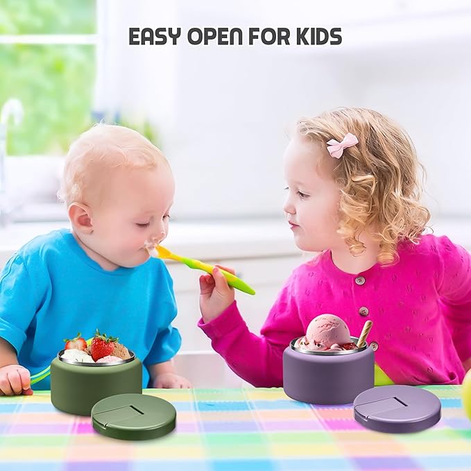 13.5oz Soup Thermo for Hot Food Kids with Buckle Lid Insulated Vacuum Food Jar Wide Mouth Leakproof Stainless Steel Lunch Container -Purple-CubbioJoy