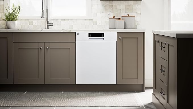 Kenmore 24" Built-in Stainless Steel Tub Dishwasher EasyFlex 3rd, SmartWash, UltraWash Plus, TurboDry, and MoreSpace Adjustable Rack, Energy Star Certified, White-CubbioJoy