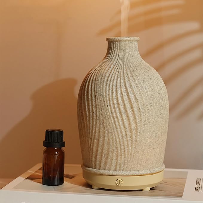 Aromatherapy Essential Oil Diffuser Art Resin Aroma Diffuser with Warm Light 80ML Cool Mist Humidifier Waterless Auto Shut-off for Home,Baby Bedroom,Office-CubbioJoy